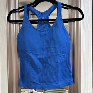 Blue Ribbed Tank Top